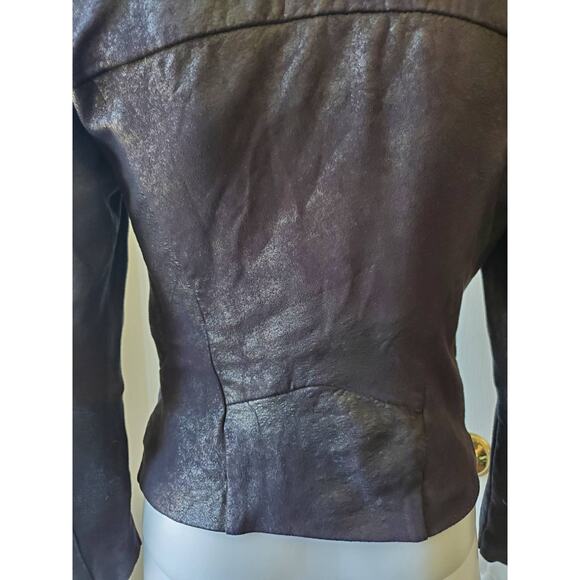 Zara Jacket Size S Funnel Neck Full Zip Moto Vegan Suede Faux Leather Look Fall - Picture 9 of 15